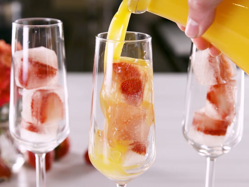 Champagne and Strawberry Ice Cubes