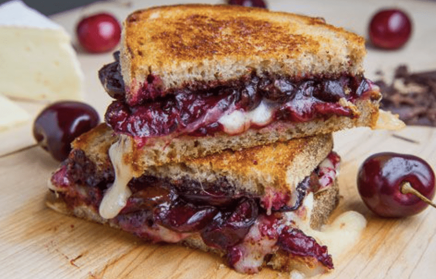 20 Super Sandwich Recipes - Balsamic Roasted Cherry, Dark Chocolate and Brie Grilled Cheese Sandwich