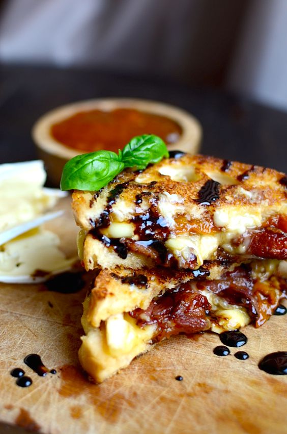 20 Super Sandwich Recipes - Bacon, Brie, and Apricot Grilled Cheese with Balsamic Reduction
