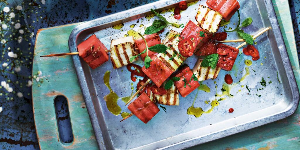 Spiced Halloumi And Watermelon Skewers