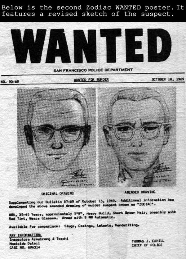 zodiac killer real wanted poster