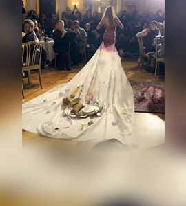 The Internet is buzzing about a model's tablecloth dress