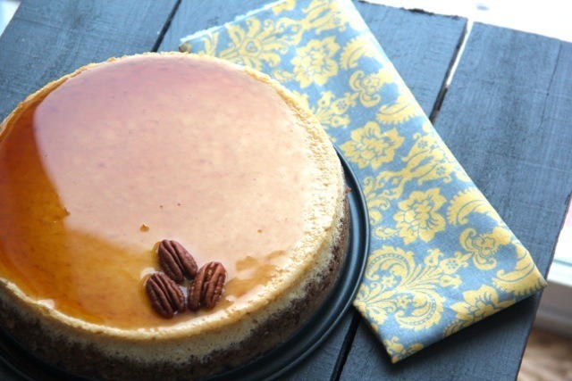 Maple Cheesecake with Spiced Pecan Graham Cracker Crust