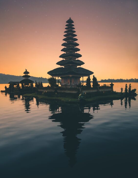 temple in between body of water