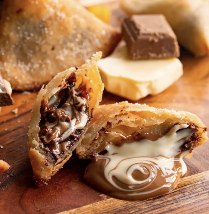 Chai-spiced chocolate samosas