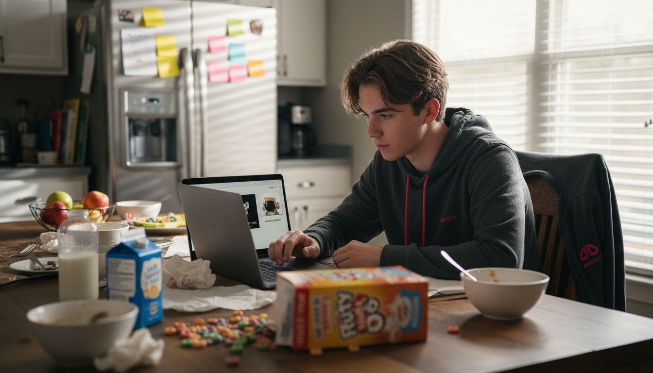 Teenager customizing Netflix profile on laptop